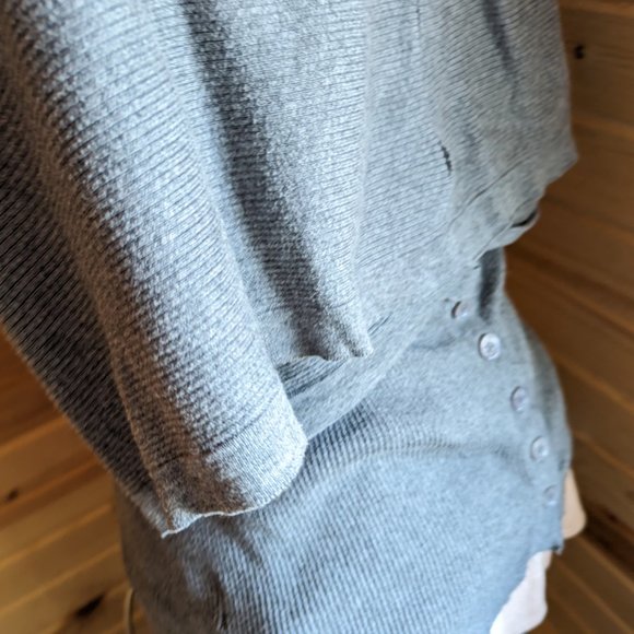 Anthropologie Knitted & Knotted Grey Ruffled Sweater - Picture 4 of 13